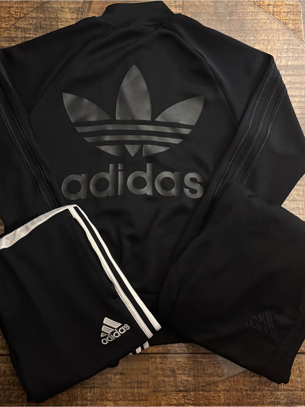 adidas Black Trefoil Logo Track Jacket and Pants Set ( BUNDLE )